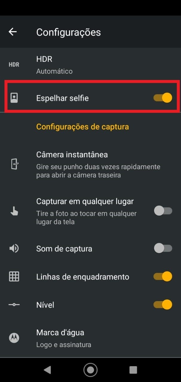 Como configurar a camera do Motorola One - Espelhar selfie - WikiAjuda