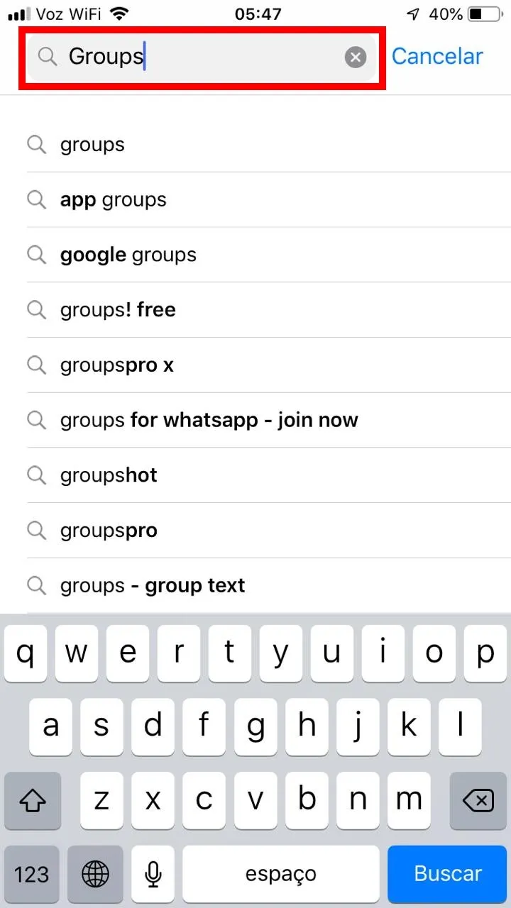 Como apagar vários contatos do iphone 6 - escreva “Groups” na barra de pesquisa e depois clique em “Buscar” - WikiAjuda