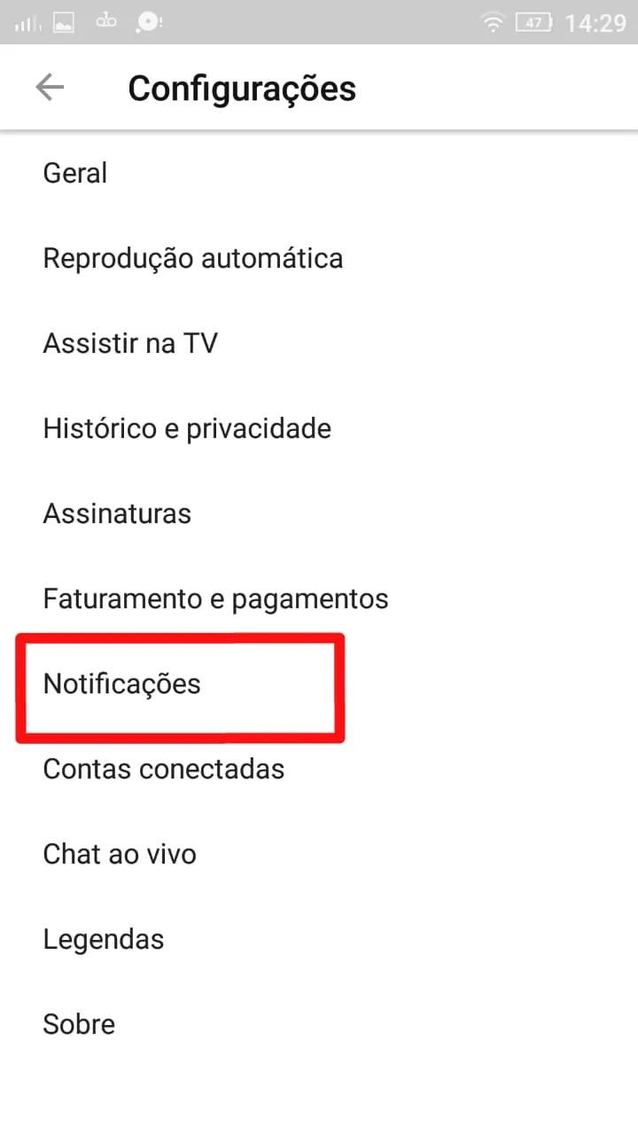 Como cancelar as notificacoes do Youtube - Acesse notificacoes app - WikiAjuda